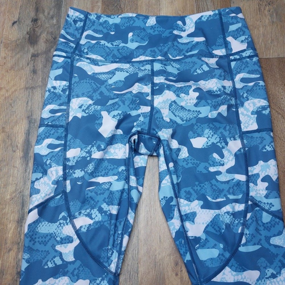Reebok Precision Womens Large Ankle Leggings Slate Blue Pink Camo - Picture 6 of 16